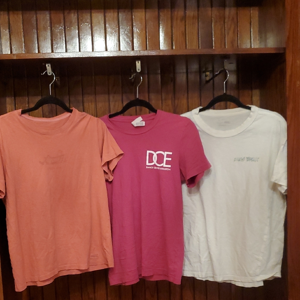 3 For $20 T-Shirts - Pink Dance Cntr Evanston, White New York, & Coral Chill Out